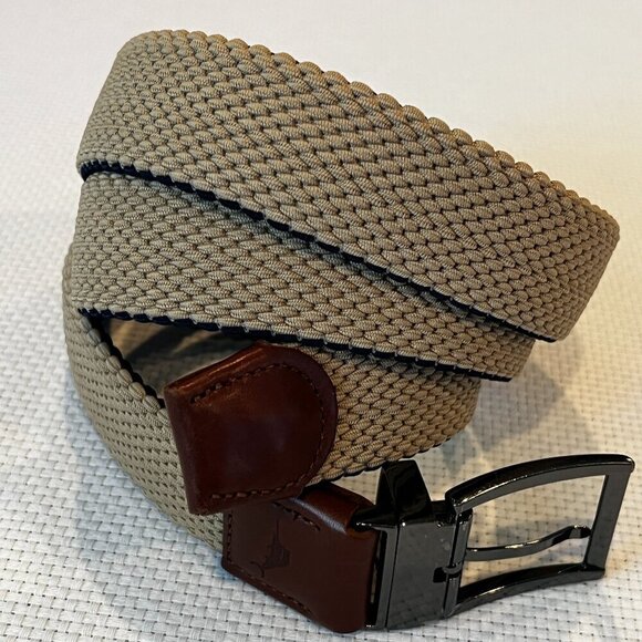 Tommy Bahama Other - Tommy Bahama Belt Mens L/XL Beige Navy Reversible Canvas Stretch Width 1-3/8"